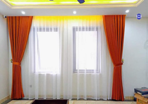 Rèm vải màu cam đẹp, tinh tế, sang trọng