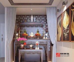 Rèm vải che bàn thờ đẹp, trang nghiêm